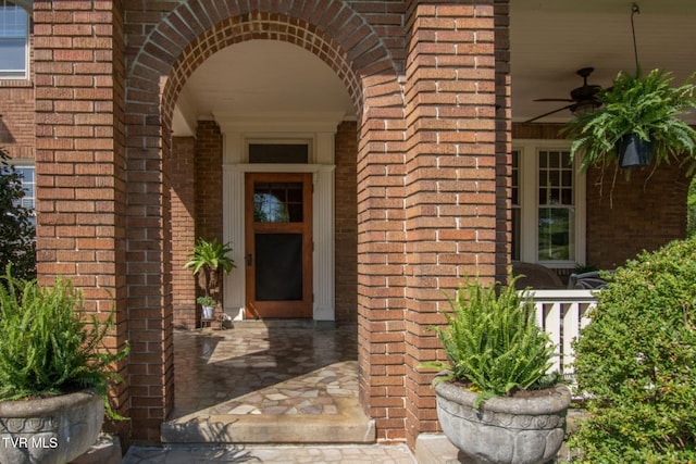 940 Park St, Bristol, VA 24201 - entrance to property with brick siding and a ceiling fan