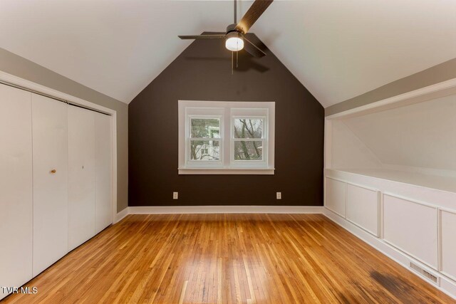 461 S Shady Ave, Damascus, VA 24236 - additional living space with light wood finished floors, a ceiling fan, and lofted ceiling