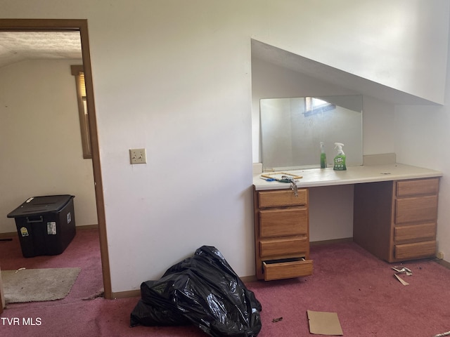 1959 Boones Creek Rd, Jonesborough, TN 37659 - interior space with carpet floors, vaulted ceiling, and built in desk