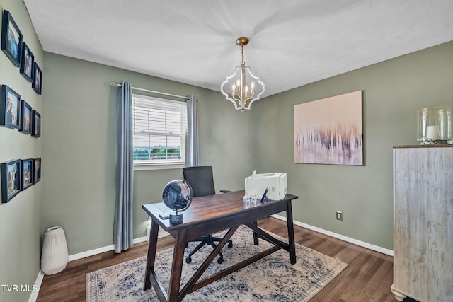 908 Middle Ave, Marion, VA 24354 - office with a chandelier and dark wood-style flooring