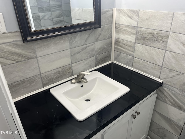 908 Middle Ave, Marion, VA 24354 - bathroom featuring vanity and tile walls