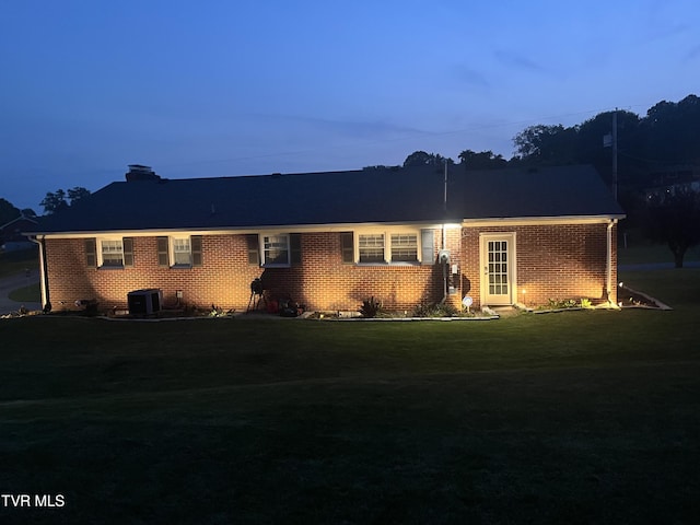 908 Middle Ave, Marion, VA 24354 - ranch-style home with brick siding, a front lawn, and a chimney