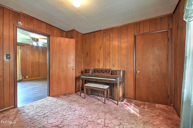 325 Cove Creek Rd, Roan Mountain, TN 37687 - living area featuring wooden walls and carpet floors