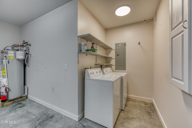 603 Stratford Ct Unit 603, Gray, TN 37615 - laundry room featuring electric panel, gas water heater, and independent washer and dryer