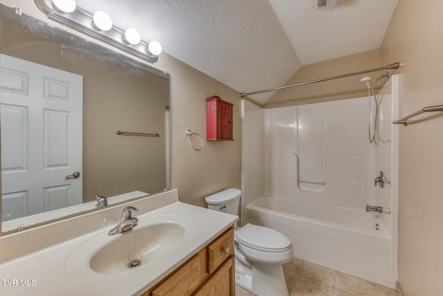 603 Stratford Ct Unit 603, Gray, TN 37615 - bathroom featuring vanity, shower / bath combination, vaulted ceiling, and tile patterned floors