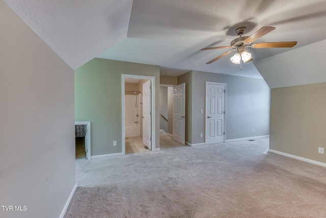 603 Stratford Ct Unit 603, Gray, TN 37615 - additional living space with ceiling fan, carpet floors, a textured ceiling, and lofted ceiling