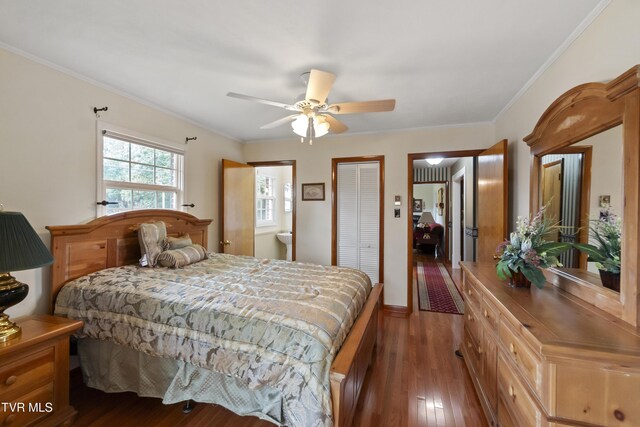126 Poplar Hill Dr, Johnson City, TN 37604 - bedroom featuring wood finished floors, crown molding, and a ceiling fan