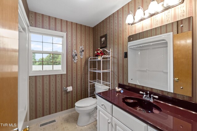 126 Poplar Hill Dr, Johnson City, TN 37604 - bathroom featuring vanity, wallpapered walls, and tile patterned flooring