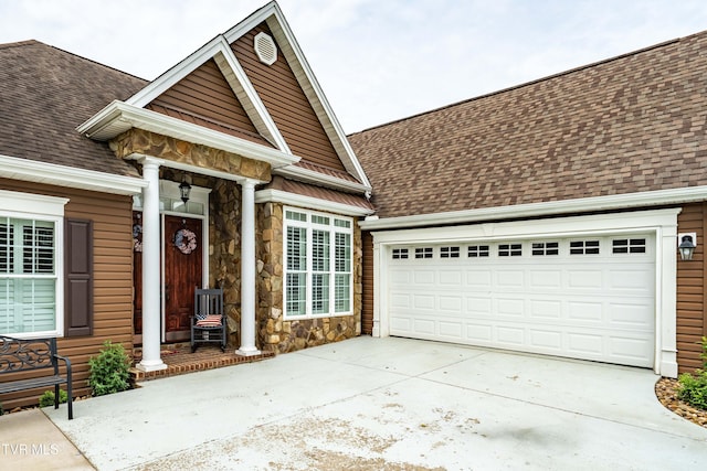 1124 Martingale Sq, Kingsport, TN 37663 - view of front of property featuring stone siding, a shingled roof, concrete driveway, and an attached garage