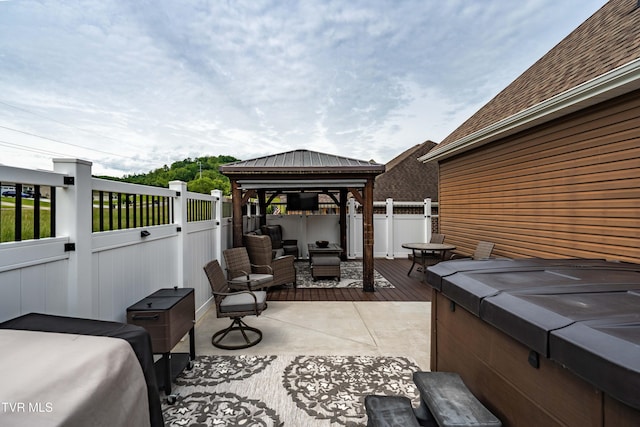 1124 Martingale Sq, Kingsport, TN 37663 - view of patio with a gazebo, a wooden deck, and a hot tub