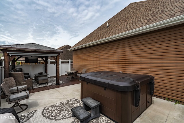 1124 Martingale Sq, Kingsport, TN 37663 - view of patio with a hot tub, a gazebo, and a deck