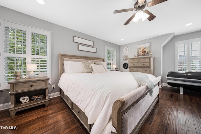 1124 Martingale Sq, Kingsport, TN 37663 - bedroom featuring hardwood / wood-style floors, multiple windows, recessed lighting, and ceiling fan