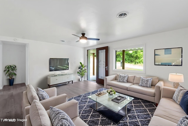 265 Hightop Rd, Midway, TN 37809 - living room featuring wood finished floors and a ceiling fan