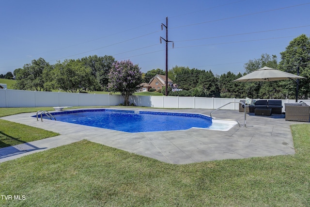 305 Emerald Chase Cir, Johnson City, TN 37615 - view of swimming pool with an outdoor living space, a fenced backyard, and a patio area