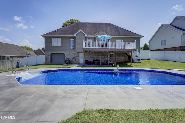 305 Emerald Chase Cir, Johnson City, TN 37615 - view of pool featuring stairs, a deck, a fenced backyard, and a patio