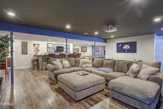 305 Emerald Chase Cir, Johnson City, TN 37615 - cinema with bar area, wood finished floors, and recessed lighting