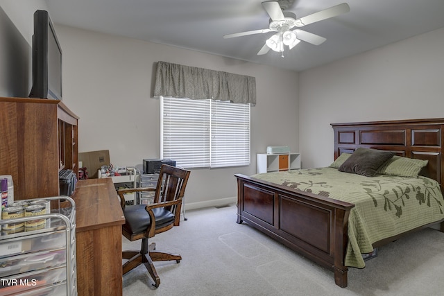 305 Emerald Chase Cir, Johnson City, TN 37615 - bedroom with light colored carpet, an office area, and ceiling fan