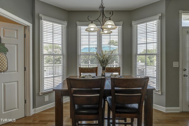 305 Emerald Chase Cir, Johnson City, TN 37615 - dining space with a chandelier, wood finished floors, and healthy amount of natural light