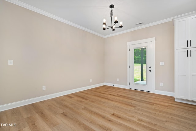 1308 Walnut Grove Rd, Jonesborough, TN 37659 - empty room with a chandelier, ornamental molding, and light wood-style floors