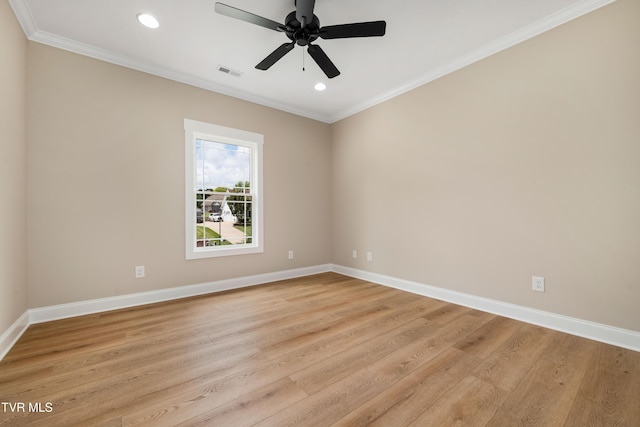 1308 Walnut Grove Rd, Jonesborough, TN 37659 - unfurnished room featuring ornamental molding, light wood-type flooring, recessed lighting, and a ceiling fan