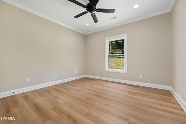 1308 Walnut Grove Rd, Jonesborough, TN 37659 - spare room with recessed lighting, crown molding, light wood finished floors, and a ceiling fan