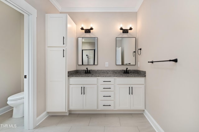 1308 Walnut Grove Rd, Jonesborough, TN 37659 - bathroom with double vanity, crown molding, and tile patterned flooring