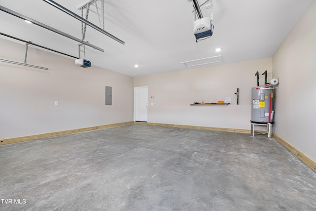 1308 Walnut Grove Rd, Jonesborough, TN 37659 - garage featuring water heater, a garage door opener, electric panel, and recessed lighting