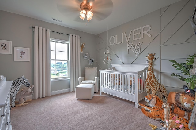 3309 Murrayfield Way, Kingsport, TN 37664 - bedroom featuring a crib, carpet floors, and a ceiling fan