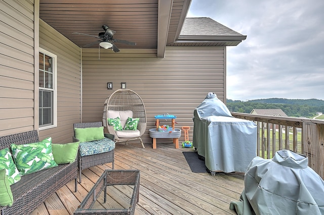 3309 Murrayfield Way, Kingsport, TN 37664 - wooden deck with a grill and ceiling fan