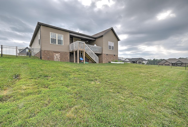 3309 Murrayfield Way, Kingsport, TN 37664 - back of property featuring stairway, a wooden deck, crawl space, and brick siding