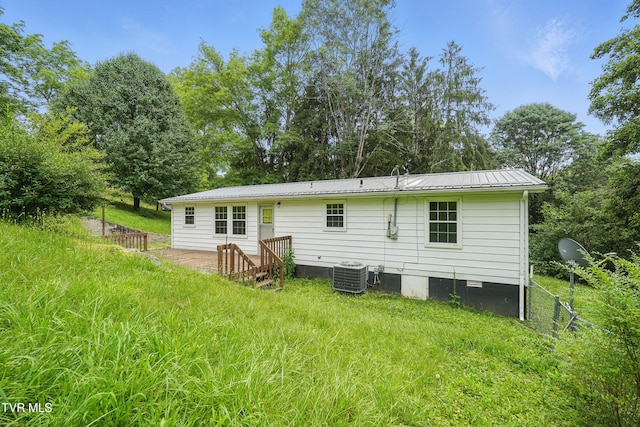 271 Anderson St, Pennington Gap, VA 24277 - rear view of property featuring crawl space, a metal roof, a deck, and view of scattered trees