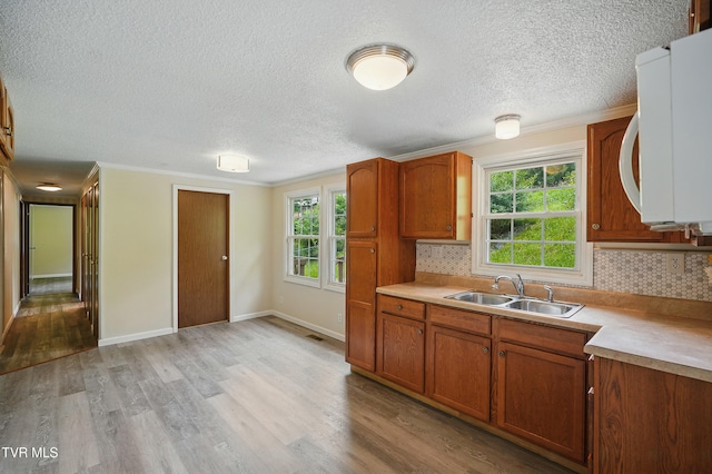 271 Anderson St, Pennington Gap, VA 24277 - kitchen with white microwave, light countertops, plenty of natural light, light wood finished floors, and a textured ceiling
