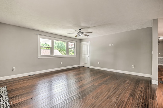 53 Grove Ave, Lebanon, VA 24266 - spare room with ceiling fan, dark wood-style flooring, and a textured ceiling