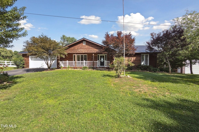18134 Cleveland Rd, Abingdon, VA 24211 - ranch-style home with covered porch, driveway, a garage, a standing seam roof, and a metal roof