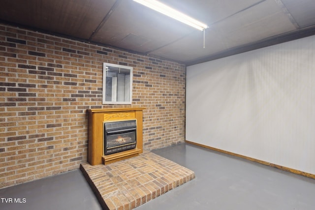 18134 Cleveland Rd, Abingdon, VA 24211 - unfurnished living room featuring concrete floors and a fireplace