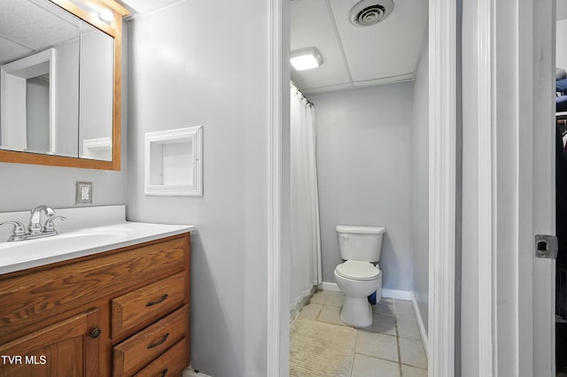 8445 Pendleton Rd, Wise, VA 24293 - bathroom with vanity, tile patterned floors, a shower with curtain, and a paneled ceiling