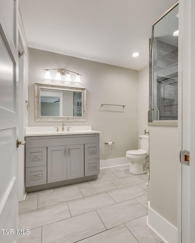 3528 Crestwood Dr, Kingsport, TN 37664 - full bathroom with vanity, an enclosed shower, and recessed lighting