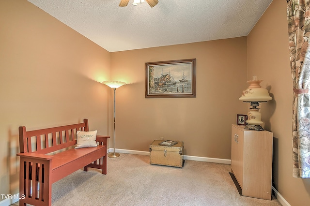 103 Jenny Ln, Jonesborough, TN 37659 - sitting room featuring carpet, a textured ceiling, and ceiling fan