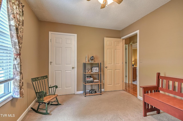 103 Jenny Ln, Jonesborough, TN 37659 - sitting room with ceiling fan, light colored carpet, and a textured ceiling