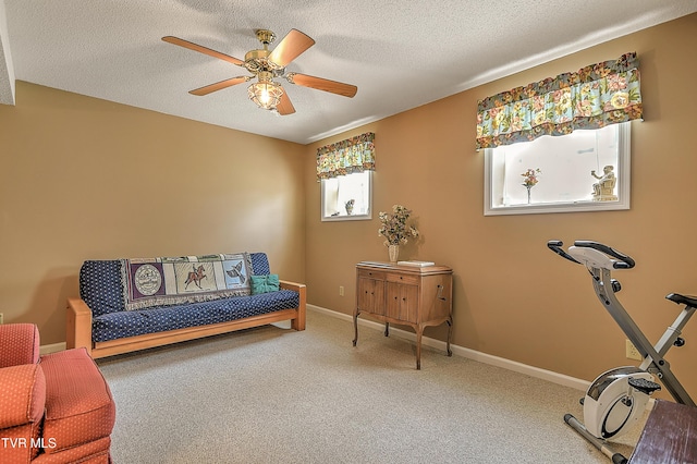 103 Jenny Ln, Jonesborough, TN 37659 - sitting room featuring ceiling fan, carpet, and a textured ceiling