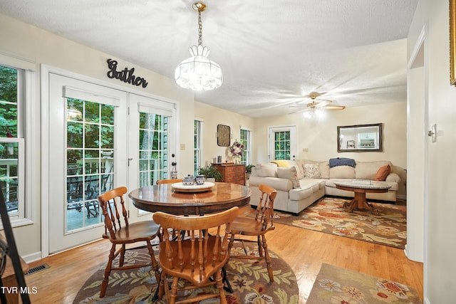 209 Timberland Cir, Kingsport, TN 37664 - dining area with a textured ceiling, light wood-style flooring, plenty of natural light, and a ceiling fan