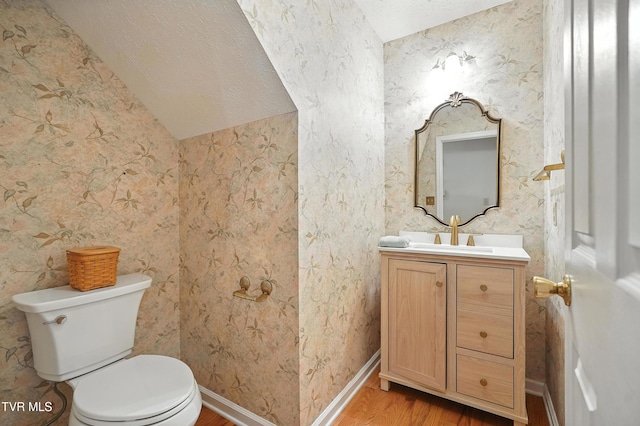 209 Timberland Cir, Kingsport, TN 37664 - half bathroom featuring vanity, wood finished floors, and wallpapered walls