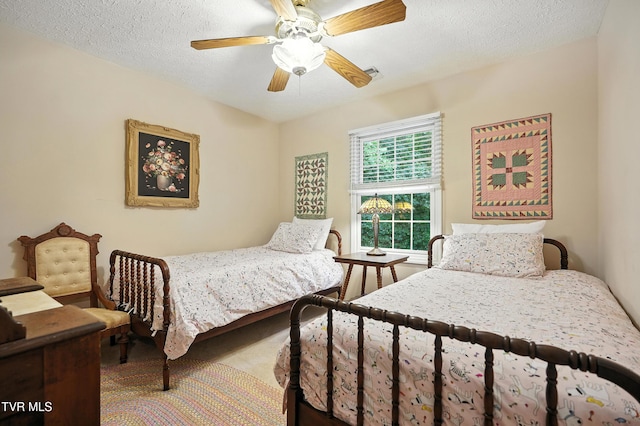 209 Timberland Cir, Kingsport, TN 37664 - bedroom with a textured ceiling, a ceiling fan, and carpet