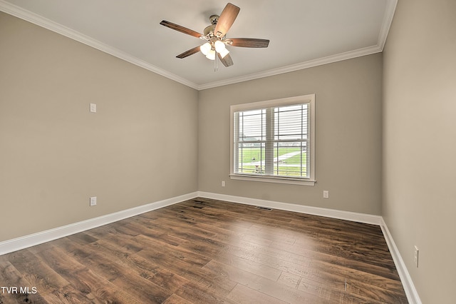 20385 Yeary Trl, Abingdon, VA 24211 - spare room with ornamental molding, ceiling fan, and dark wood-type flooring