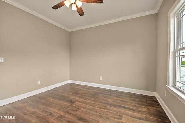 20385 Yeary Trl, Abingdon, VA 24211 - empty room featuring ceiling fan, dark wood-style flooring, and ornamental molding