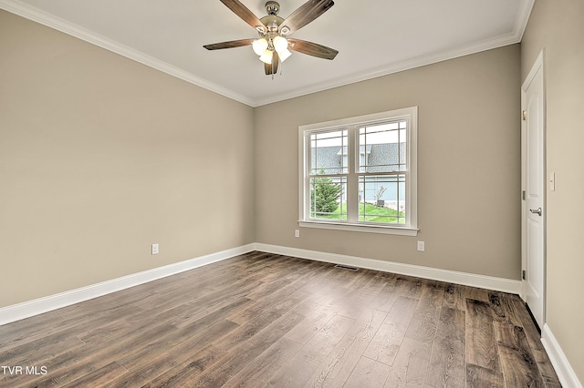 20385 Yeary Trl, Abingdon, VA 24211 - spare room with ceiling fan, dark wood-style floors, and crown molding
