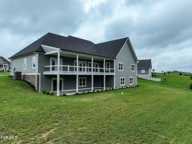 20385 Yeary Trl, Abingdon, VA 24211 - rear view of house with a yard, a patio, and a balcony