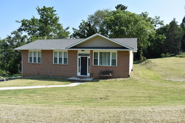 123 Valley View Dr, Rogersville, TN 37857 - ranch-style home with brick siding, a front yard, and a shingled roof
