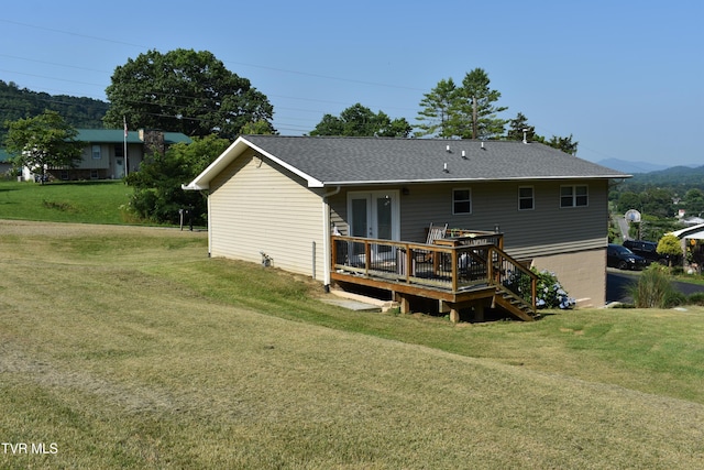123 Valley View Dr, Rogersville, TN 37857 - rear view of property featuring a deck, a yard, and roof with shingles