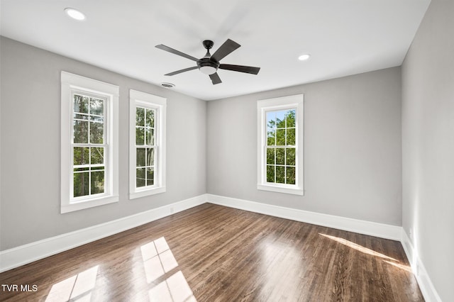 409 Pennsylvania Ave, Bristol, TN 37620 - spare room with plenty of natural light, dark wood-style flooring, recessed lighting, and a ceiling fan